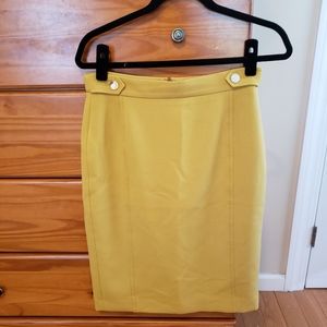 Ann Taylor mustard knee length pencil skirt size 4